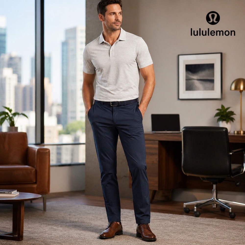 Lululemon Mens ABC Pants 34x28 Navy Blue Tech Stretch Commuter Golf Active